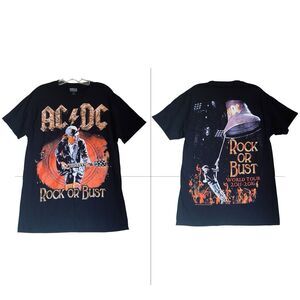 AC/DC Rock Or Bust T Shirt Unisex M Graphic Double Sides Print Official Licensed